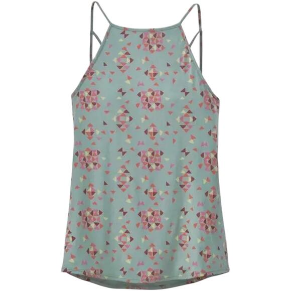 Patagonia Alpine Valley Halter Tank Top Geometric High Neck Gypsum Green Medium - Picture 1 of 6